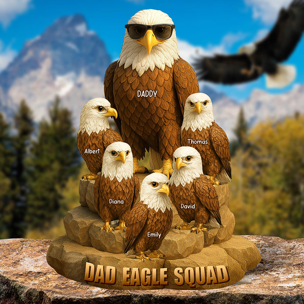 “Always a Part of the Eagle Squad” - Personalized Eagle Dad Acrylic Plaque - Custom Gift for Dads, Grandpas, and Eagles Enthusiasts Shaped Plaques PopCulturePrints