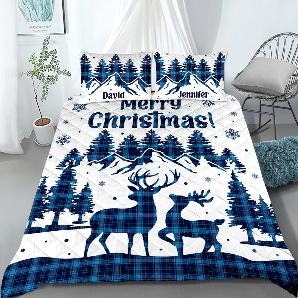 Personalized Christmas Quilt Bed Set for Couples - Cozy Holiday Gift | Valentine's Day Gifts Blanket PopCulturePrints