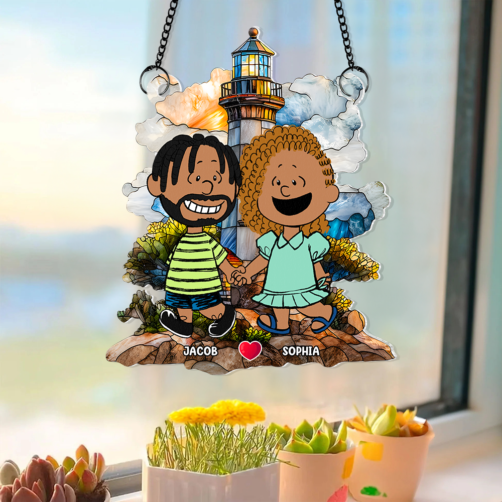Personalized Couple Suncatcher Ornament - Unique Valentine’s Day Gifts for Pop Culture Lovers Ornament PopCulturePrints
