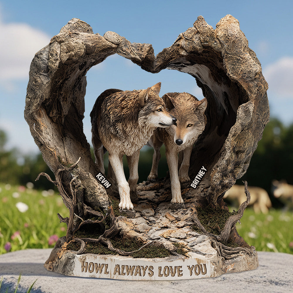 Howl Always Love You - Personalized Wolf Couple Acrylic Plaque Shaped Plaques PopCulturePrints