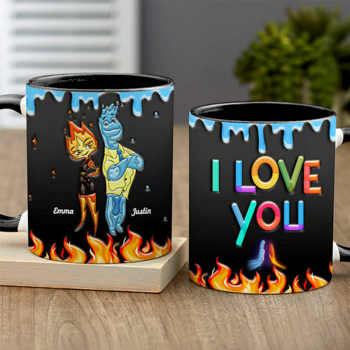 Personalized Fire and Water Couple Mug - Unique Valentine’s Day Gifts for Lovers Coffee Mug PopCulturePrints