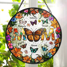 Load image into Gallery viewer, &quot;You Are Loved, Mom&quot; - Personalized Butterfly Stained Glass Suncatcher - Gift for Mom, Grandma, and Loved Ones Suncatcher Ornament PopCulturePrints

