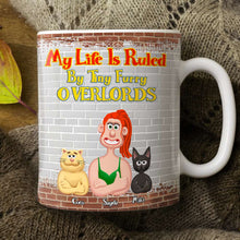 Load image into Gallery viewer, My Life Is Ruled By Tiny Furry Overlords - Personalized Coffee Mug for Cat Moms Coffee Mug PopCulturePrints
