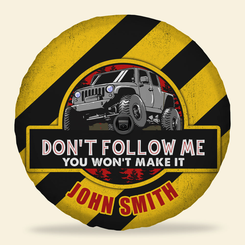 Personalized Off-Road Spare Tire Cover - 'Don't Follow Me' Jeep Design