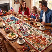 Load image into Gallery viewer, Celebrate Freedom: USA 250th Christmas Quilted Table Runner - Personalize Your Family Gift
