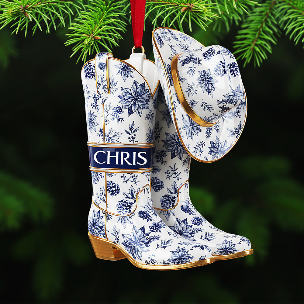 "Celebrate the Cowboy Spirit - Personalized Cowgirl and Cowboy Ornament" - Custom Acrylic Ornament for the Perfect Gift Ornament PopCulturePrints
