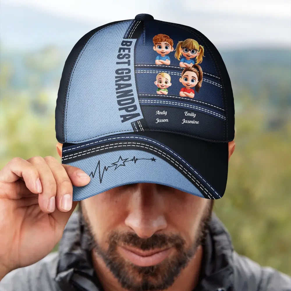 Best Dad Cap - Personalized Classic Cap with Cute Kids Design Classic Cap PopCulturePrints