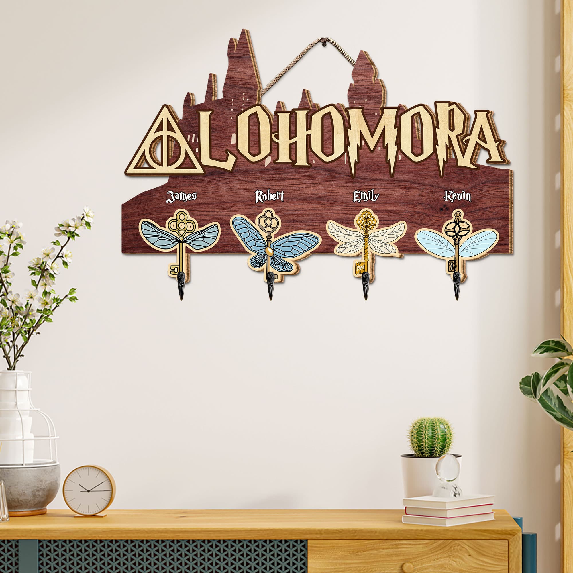 Personalized Harry Potter-Inspired Family Key Hanger - Alohomora Design