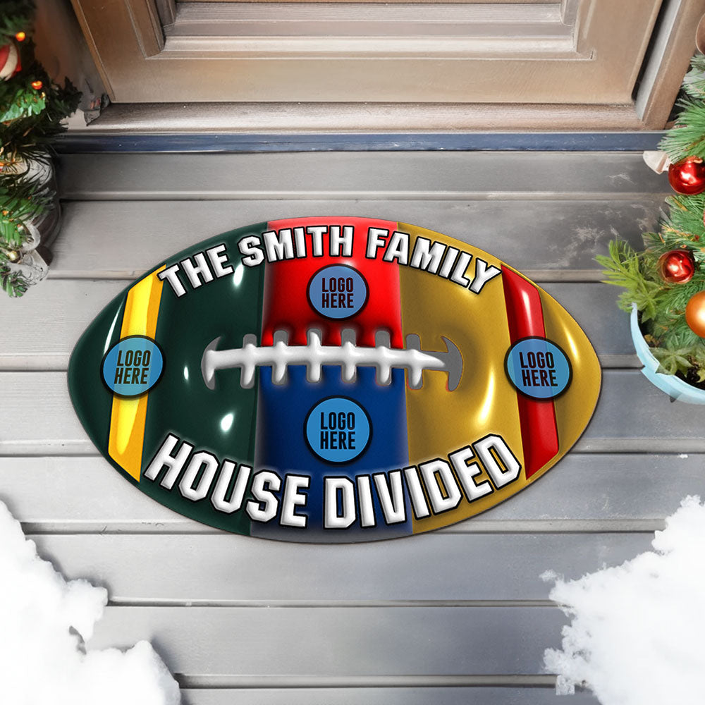 Personalized American Football House Divided Doormat Doormat PopCulturePrints