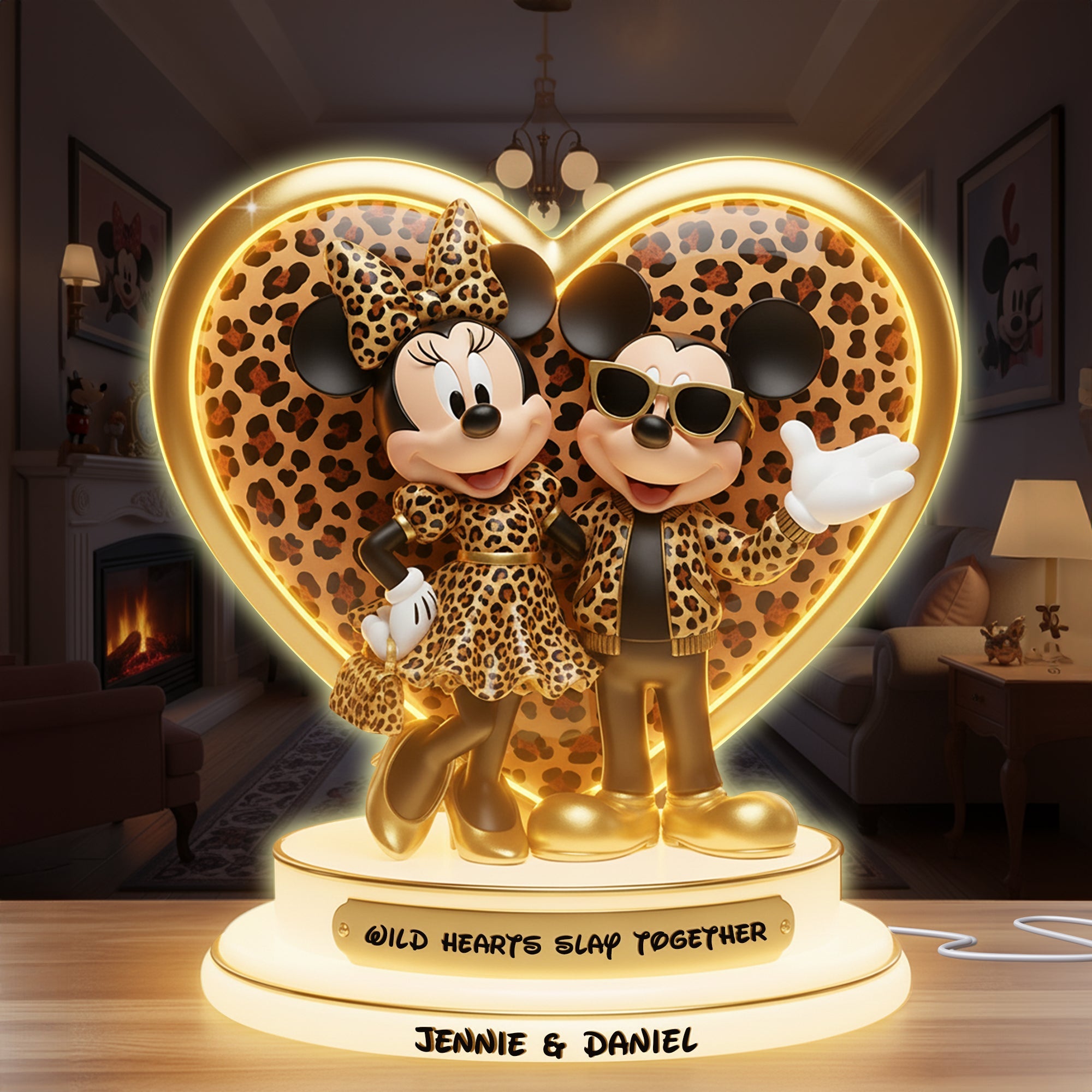 “Wild Hearts Slay Together” - Personalized Leopard Light Box - Unique Gift for Couples, Friends, and Loved Ones Light Box PopCulturePrints