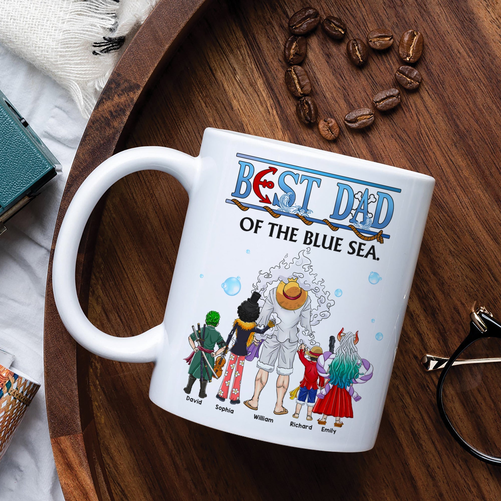Best Dad of the Blue Sea Personalized Coffee Mug Coffee Mug PopCulturePrints