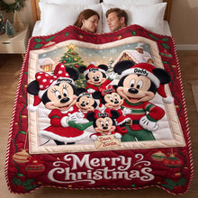 Load image into Gallery viewer, Creating Holiday Memories - Happy Little Cartoon Family Portrait Blanket - Personalized Gift for Family
