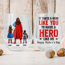 Load image into Gallery viewer, It Takes A Hero Like You To Raise A Hero Like Us - Personalized Glass Egg Cup for Mom, Gift for Mother&#39;s Day, Grandma, and More Glass Egg Cup PopCulturePrints
