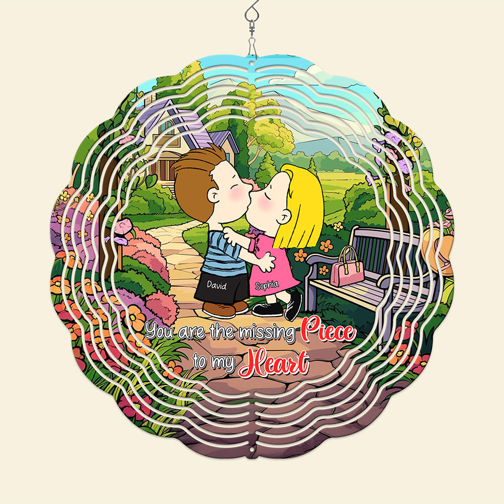 Personalized 3D Wind Spinner - Missing Piece Heart Gift for Couples Ornament PopCulturePrints