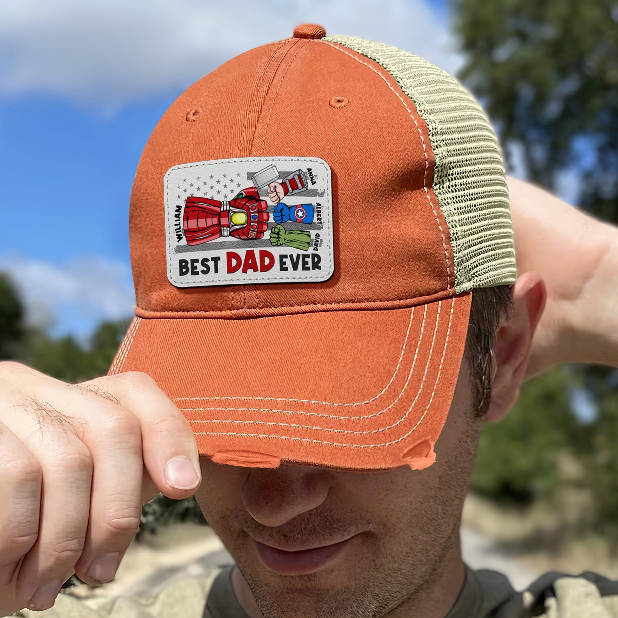 Customizable 'Best Dad Ever' Superhero Cap Caps PopCulturePrints