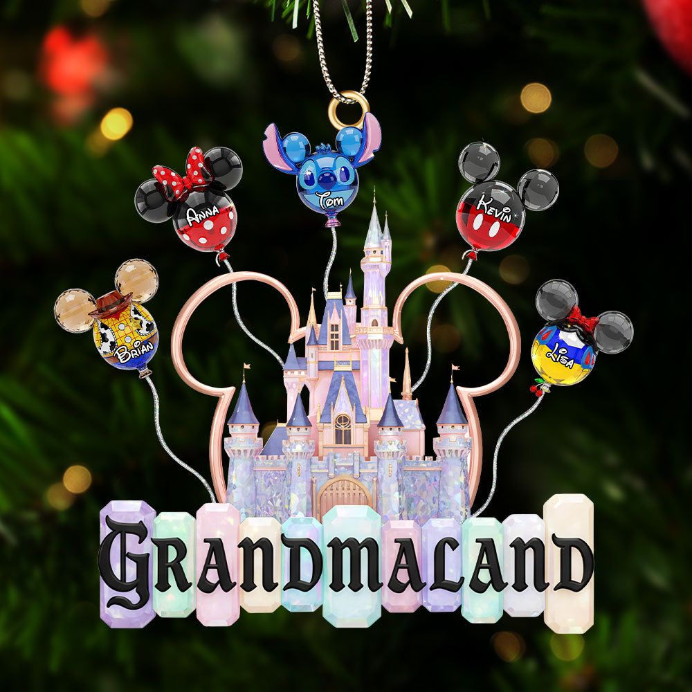 “A Magical Holiday Adventure Awaits!” - Personalized Grandkid Balloon Castle Ornament for Grandma Ornament PopCulturePrints