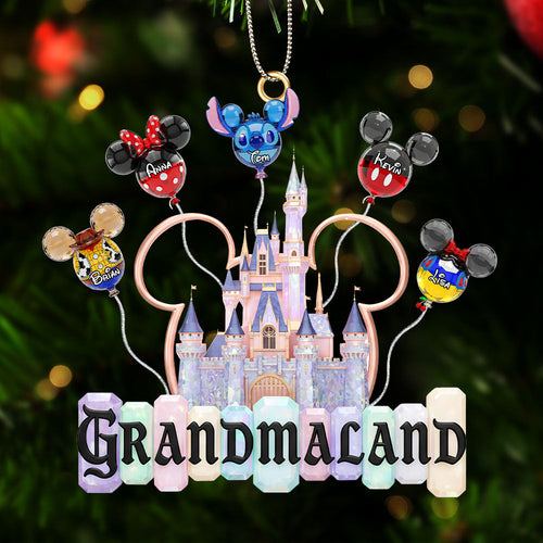 “A Magical Holiday Adventure Awaits!” - Personalized Grandkid Balloon Castle Ornament for Grandma Ornament PopCulturePrints