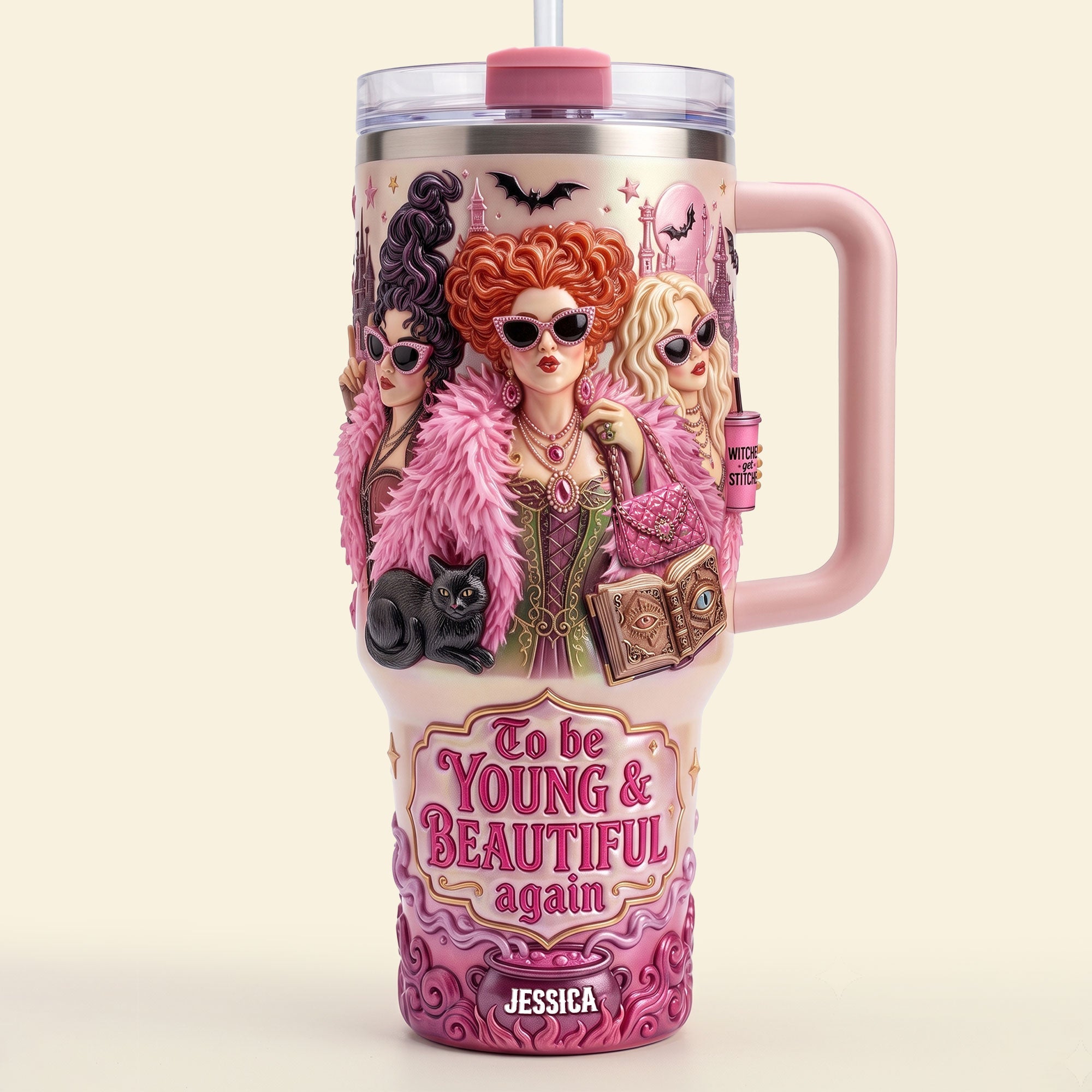 Baddie Witches 40oz Tumbler With Handle, Personalized Gifts For Witch Sisters 04QHTI050826 Tumbler Cup PopCulturePrints