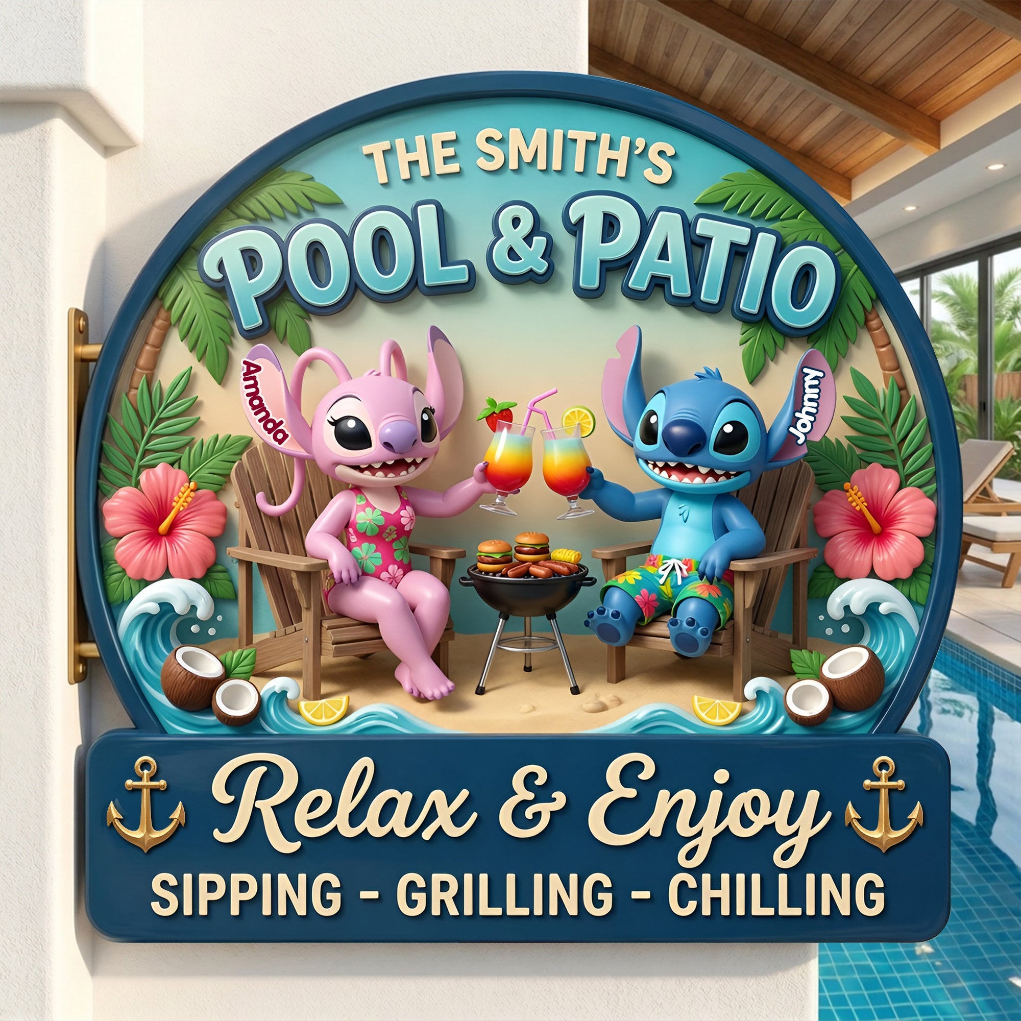Relax & Enjoy Metal Sign - Personalized Gifts For Couple 03TYLU180626 Metal Signs PopCulturePrints
