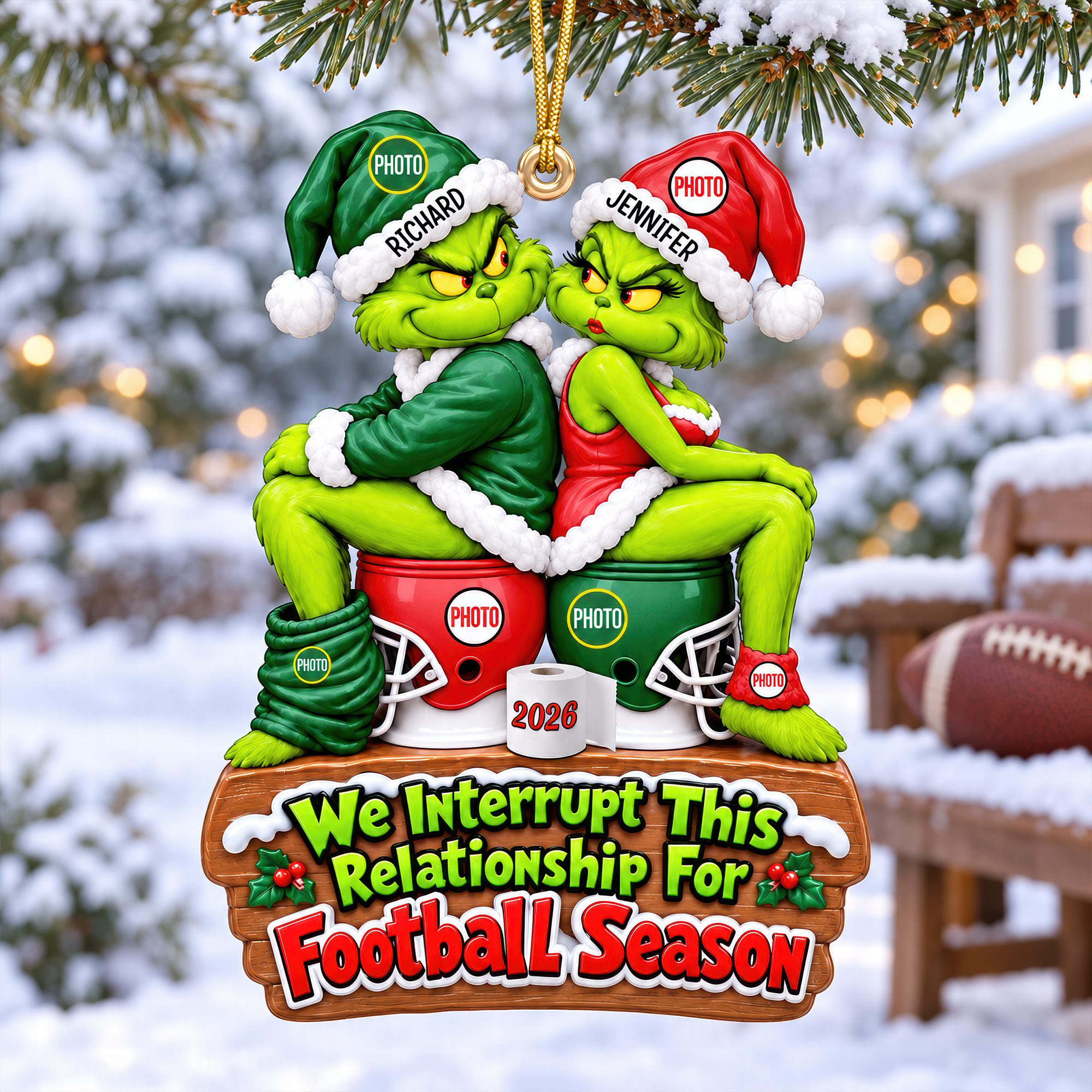 We Interrupt This Relationship for Football Season - Personalized Gift for Sport-Loving Couples Ornament PopCulturePrints