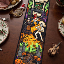 Load image into Gallery viewer, "Dance With The Dead" - Personalized Spooky Fiesta Quilted Table Runner - Unique Halloween Gift for Family and Friends
