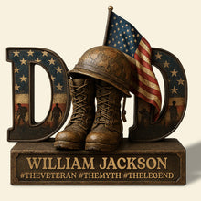 Load image into Gallery viewer, “A Hero&#39;s Legacy” - Veteran Dad Acrylic Plaque - Personalized Gifts for Dad, Grandpa, and Veterans Shaped Plaques PopCulturePrints
