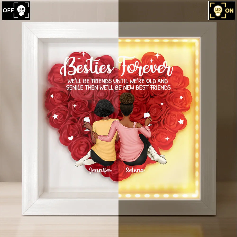 Besties Forever - Personalized LED Light Flower Shadow Box LED Light Flower Shadow Box PopCulturePrints