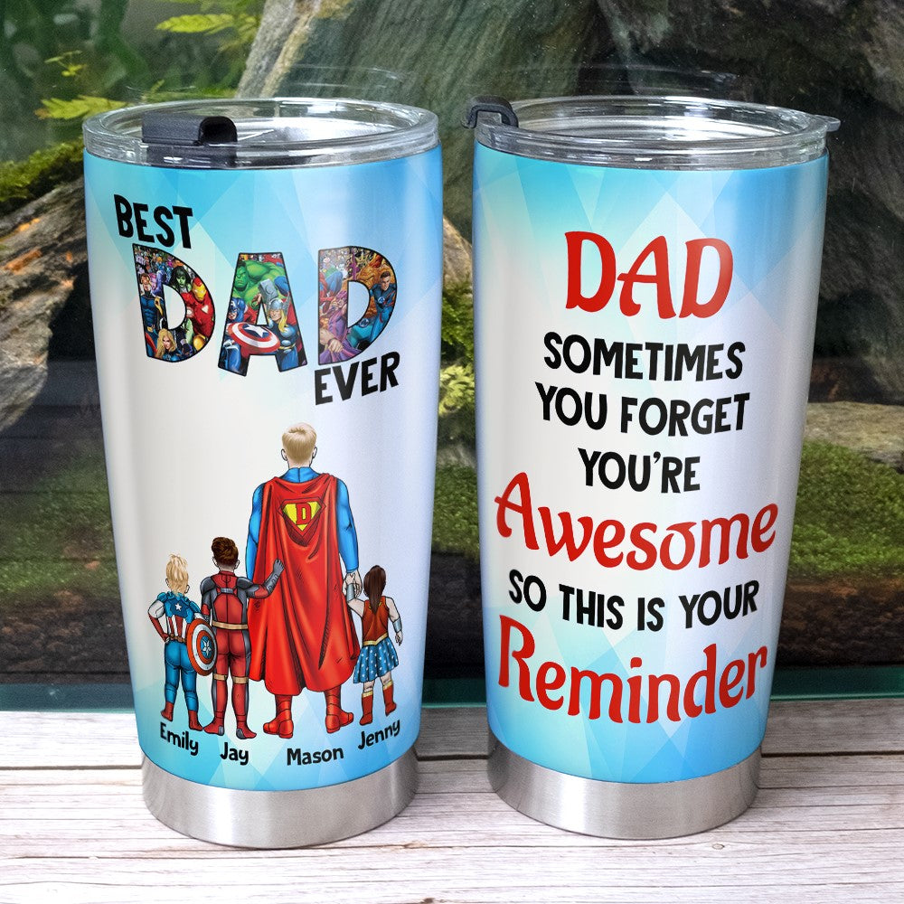 Best Dad Ever Personalized Superhero Tumbler Tumbler Cup PopCulturePrints