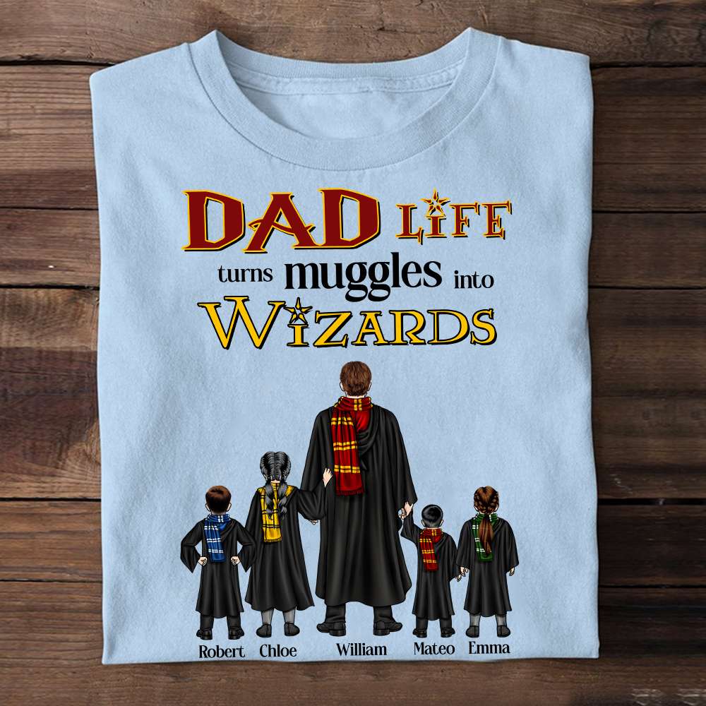 Personalized Mom Life Turns Muggles Into Wizards T-Shirt