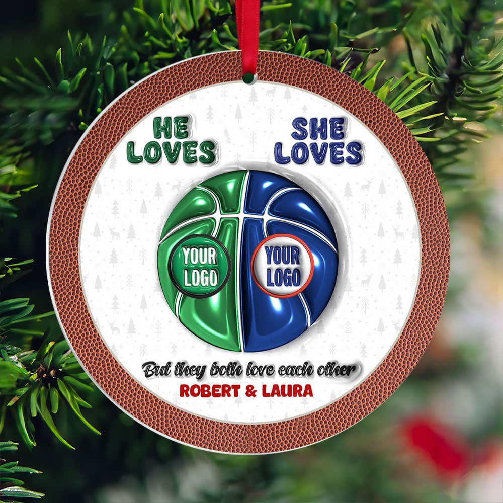 Personalized Basketball Ornament for Couples - Valentine's Day Gifts - Holiday Gift Ornament PopCulturePrints