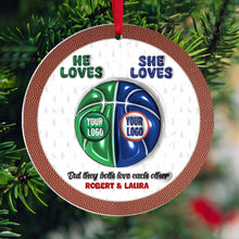 Load image into Gallery viewer, Personalized Basketball Ornament for Couples - Valentine&#39;s Day Gifts - Holiday Gift Ornament PopCulturePrints
