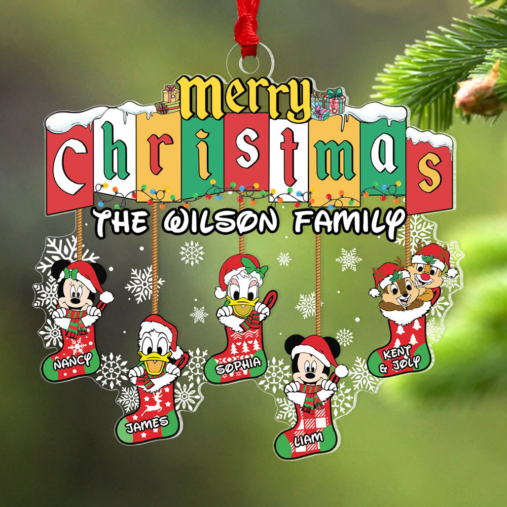 Personalized Family Christmas Ornament - Cute Festive Stockings Ornament PopCulturePrints