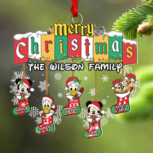 Personalized Family Christmas Ornament - Cute Festive Stockings Ornament PopCulturePrints
