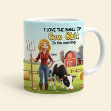Load image into Gallery viewer, "I Love the Smell of Cow Shit in the Morning" - Personalized Cow Farmer Coffee Mug - Unique Gift for Farmers Coffee Mug PopCulturePrints
