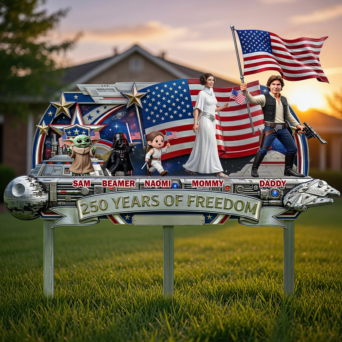 "Celebrate Freedom with Family" - Personalized Family Metal Sign for Special Moments
