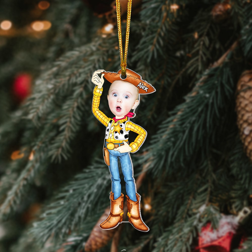 Personalized Cowboy Photo Ornament for Kids - Holiday Gift Ornament PopCulturePrints