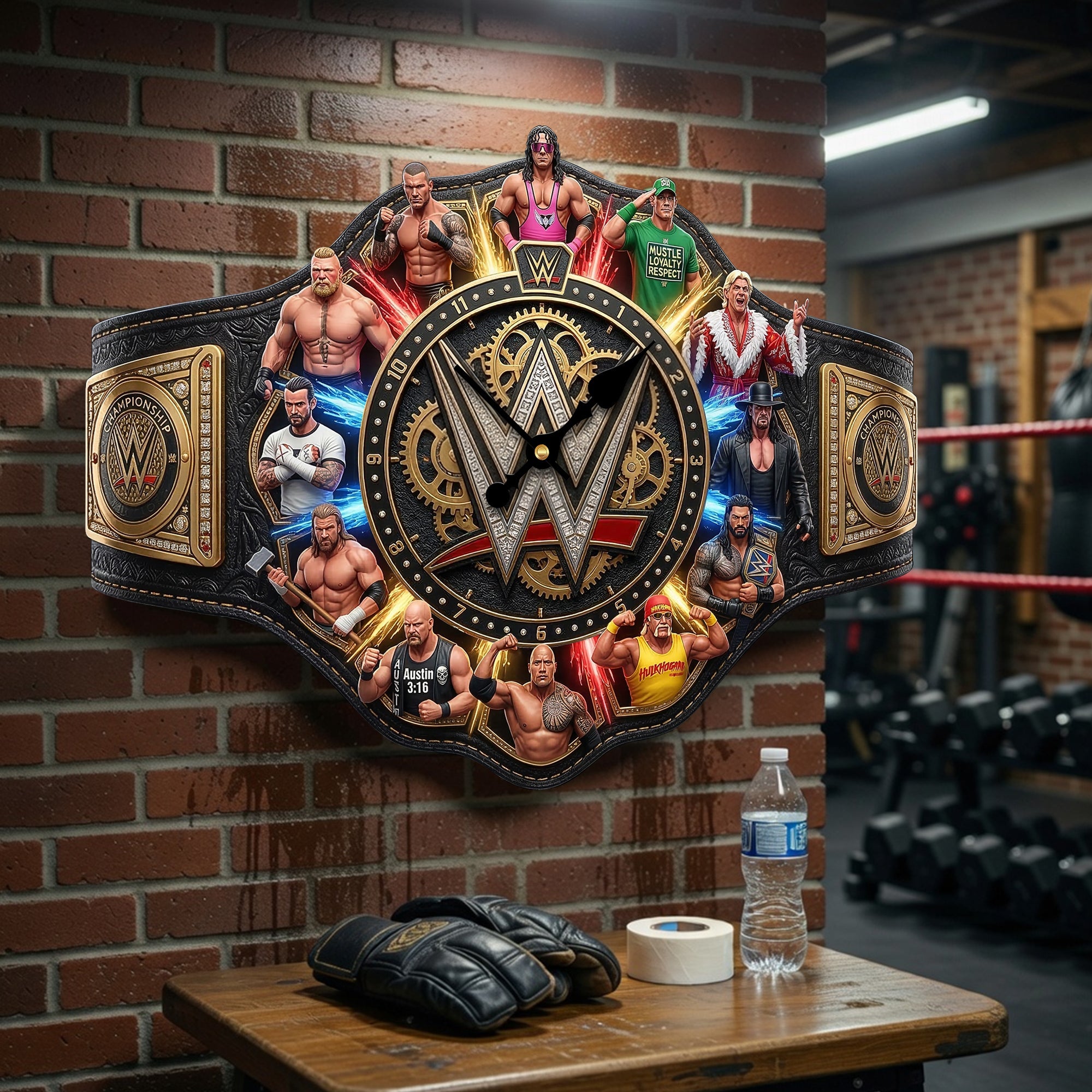 Keep Time with Power: Arena Fighter Champions Personalized Wall Clock - Unique Gift for WWE Fans and Collectors Hanging Wall Clock PopCulturePrints