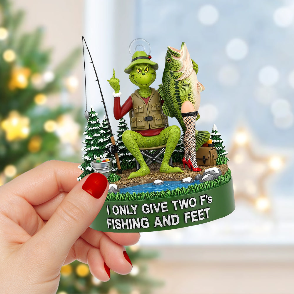 "I Only Give Two F's for Fishing and Feet" - Personalized Fishing Lover Christmas Ornament Ornament PopCulturePrints