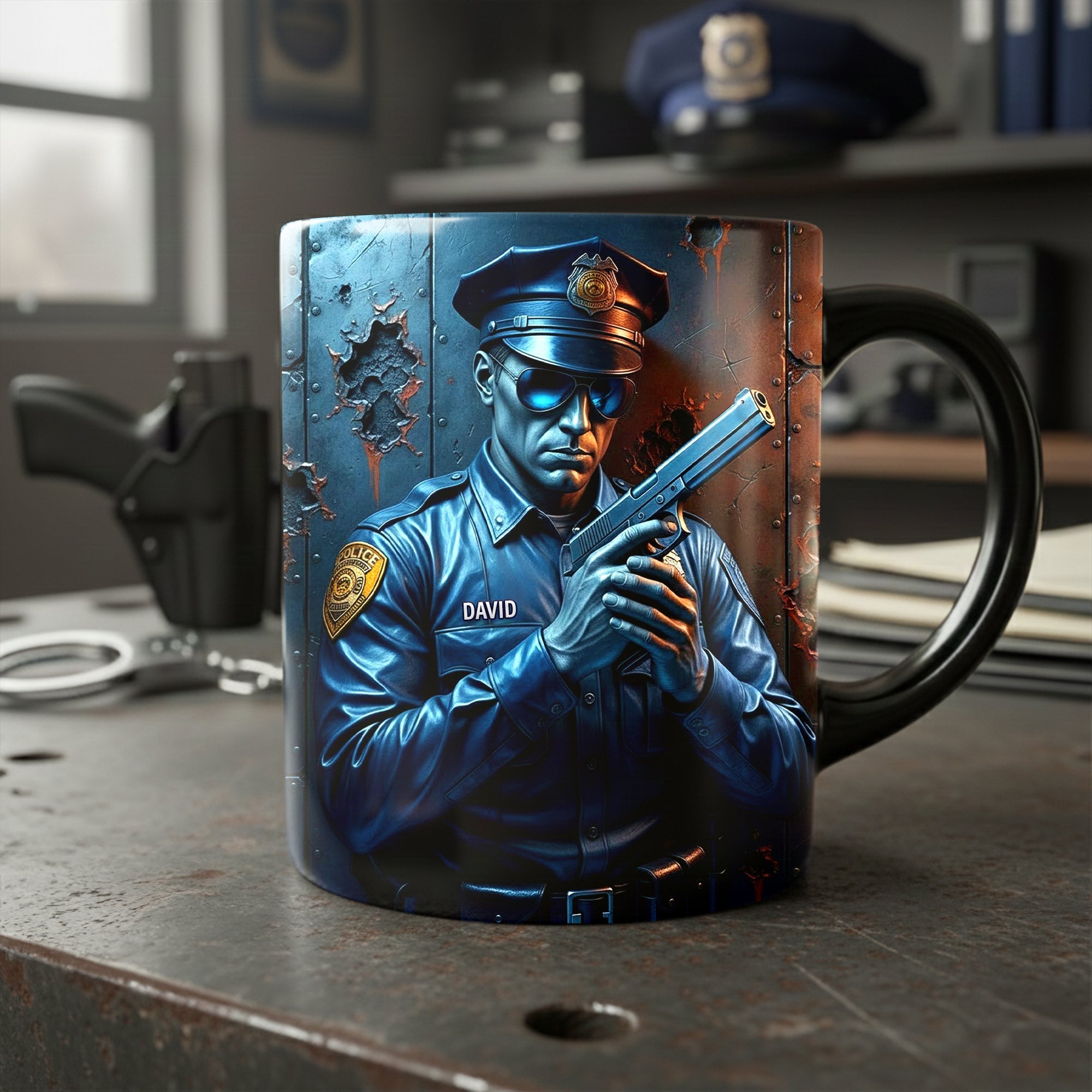 "Serve With Pride" - Personalized Police Mug - Custom Gift for Police Officers and Supporters Coffee Mug PopCulturePrints