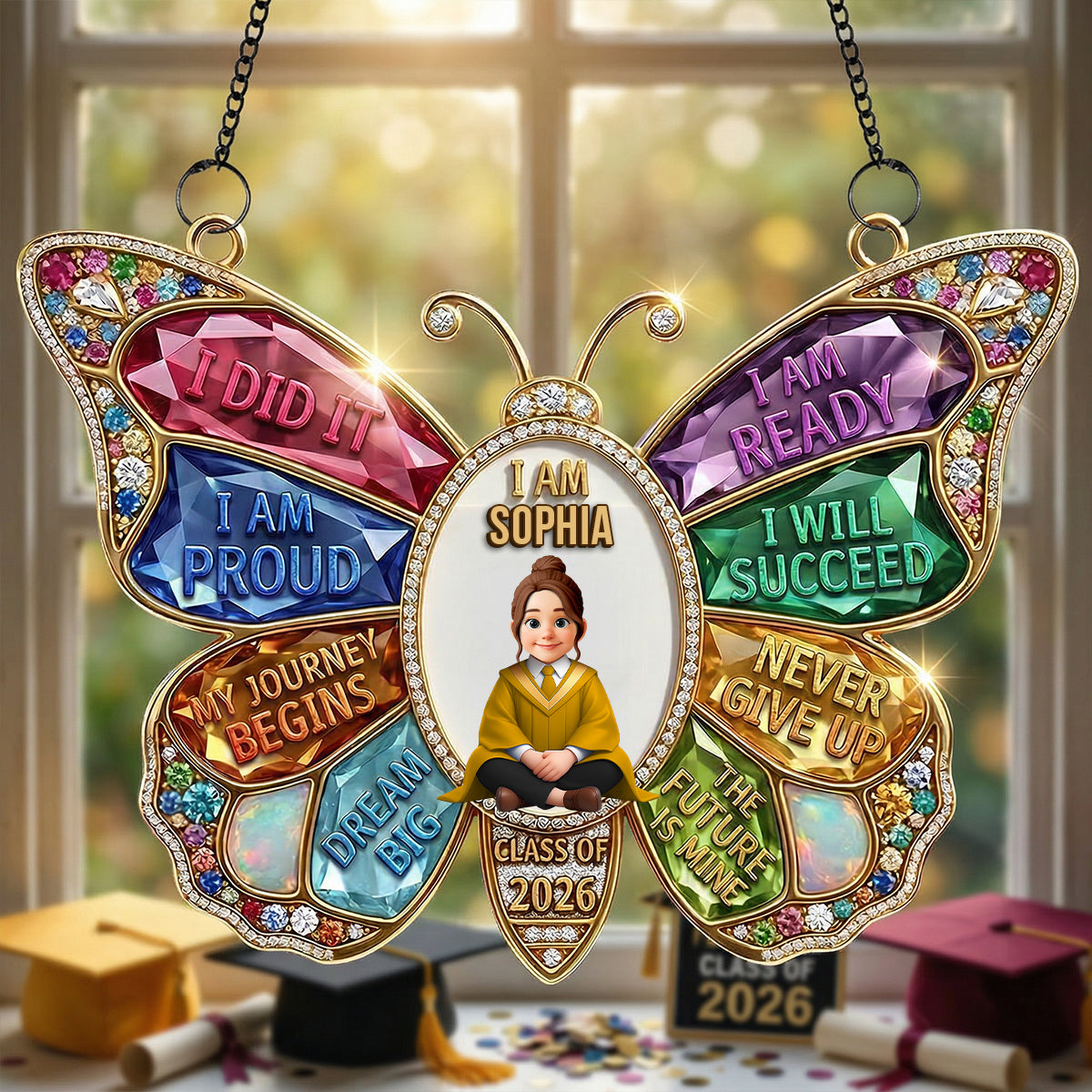 “I Did It! I Am Proud!” - Graduation Suncatcher Ornament - Personalized Gift for Kids and Graduates Ornament PopCulturePrints