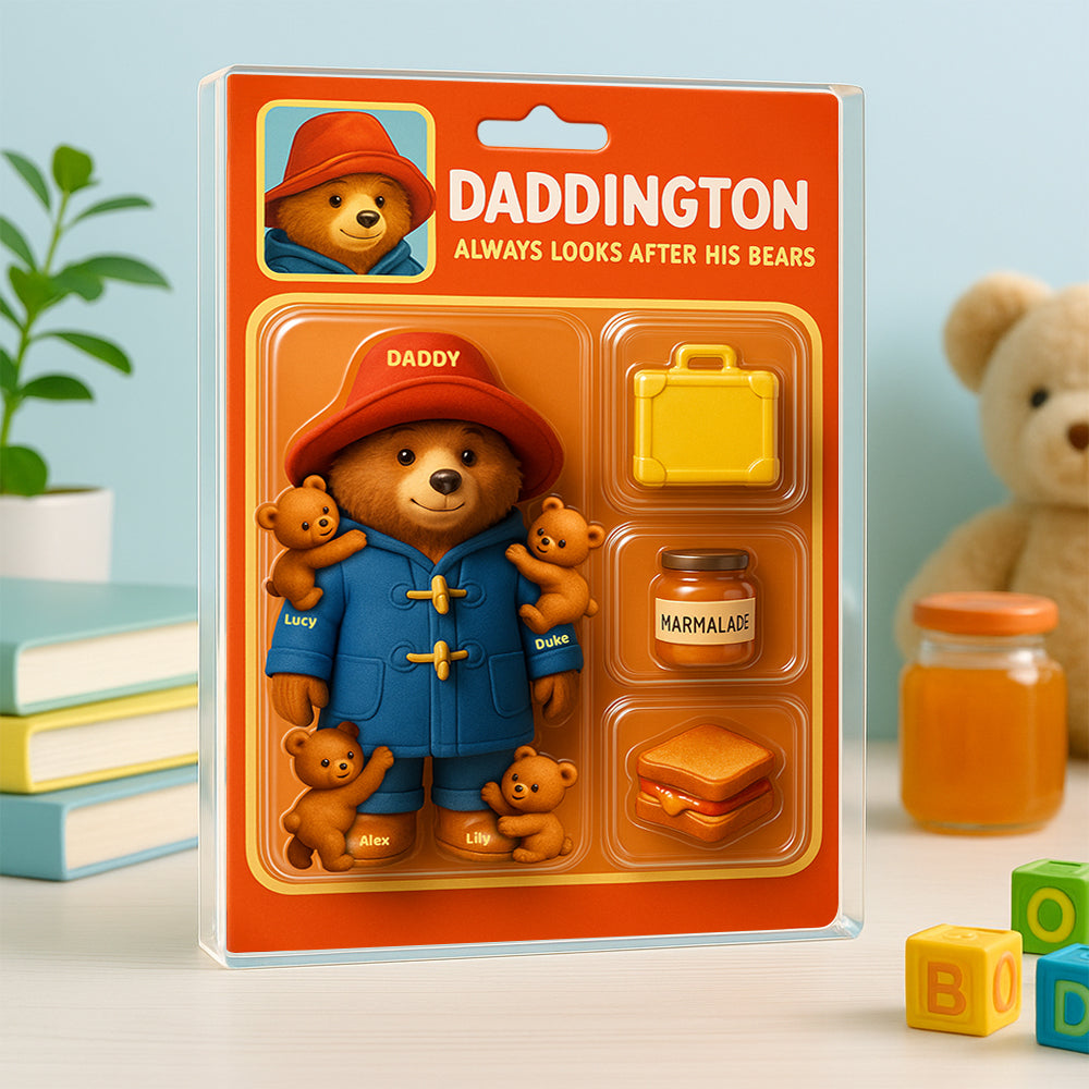 "Always Looks After His Bears" - Personalized Daddy Acrylic Plaque - Gifts for Dad, Granddad & More Shaped Plaques PopCulturePrints