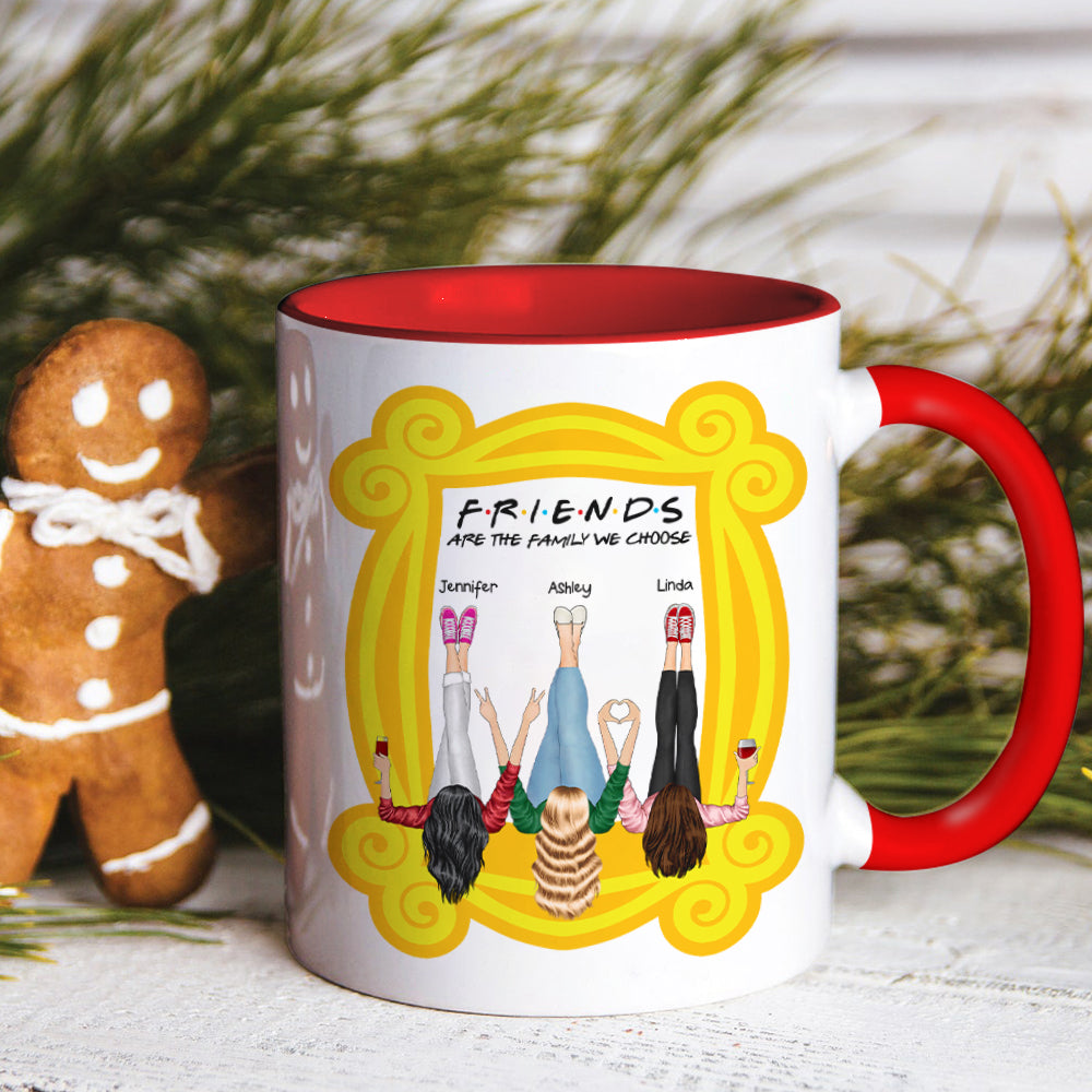 Personalized Best Friend Accent Mug - Friends Are the Family We Choose