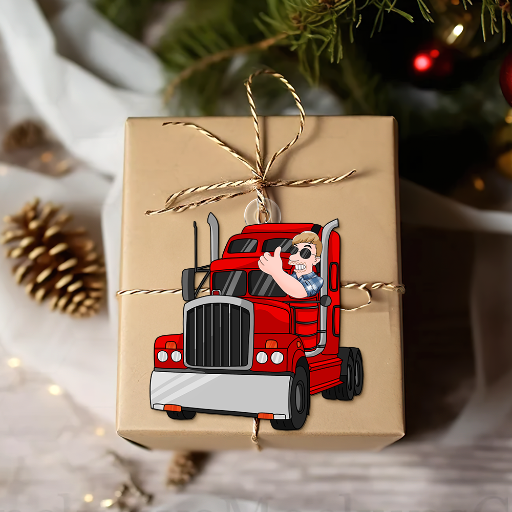 Custom Trucker Christmas Ornament - Personalized Gift Ornament PopCulturePrints