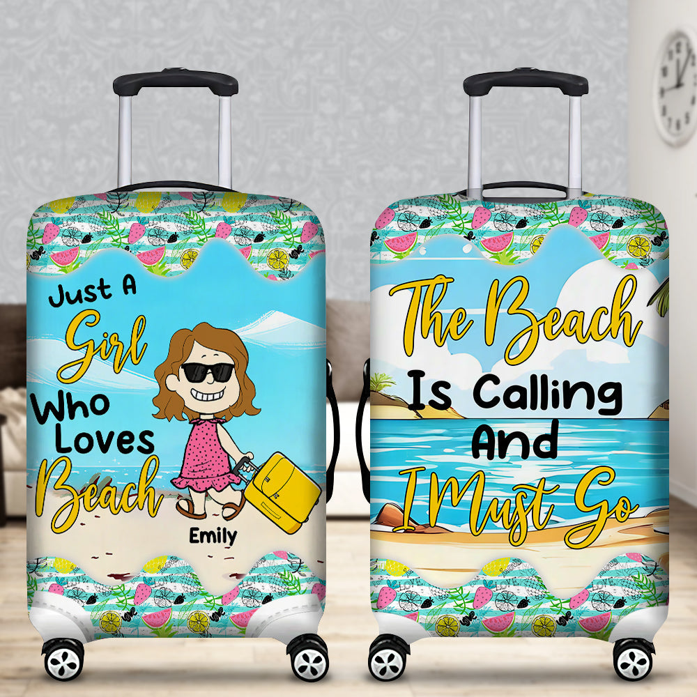 Personalized Beach Lover Suitcase Cover