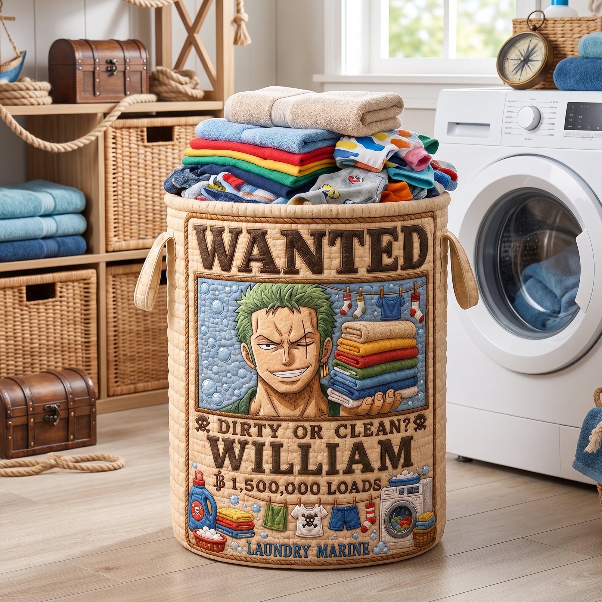 Wanted Adventure Laundry Basket - Personalized Gifts 03paqn110726 Laundry Basket PopCulturePrints