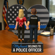 Load image into Gallery viewer, My Heart Belongs to a Police Officer - Personalized Acrylic Plaque for Couples Shaped Plaques PopCulturePrints
