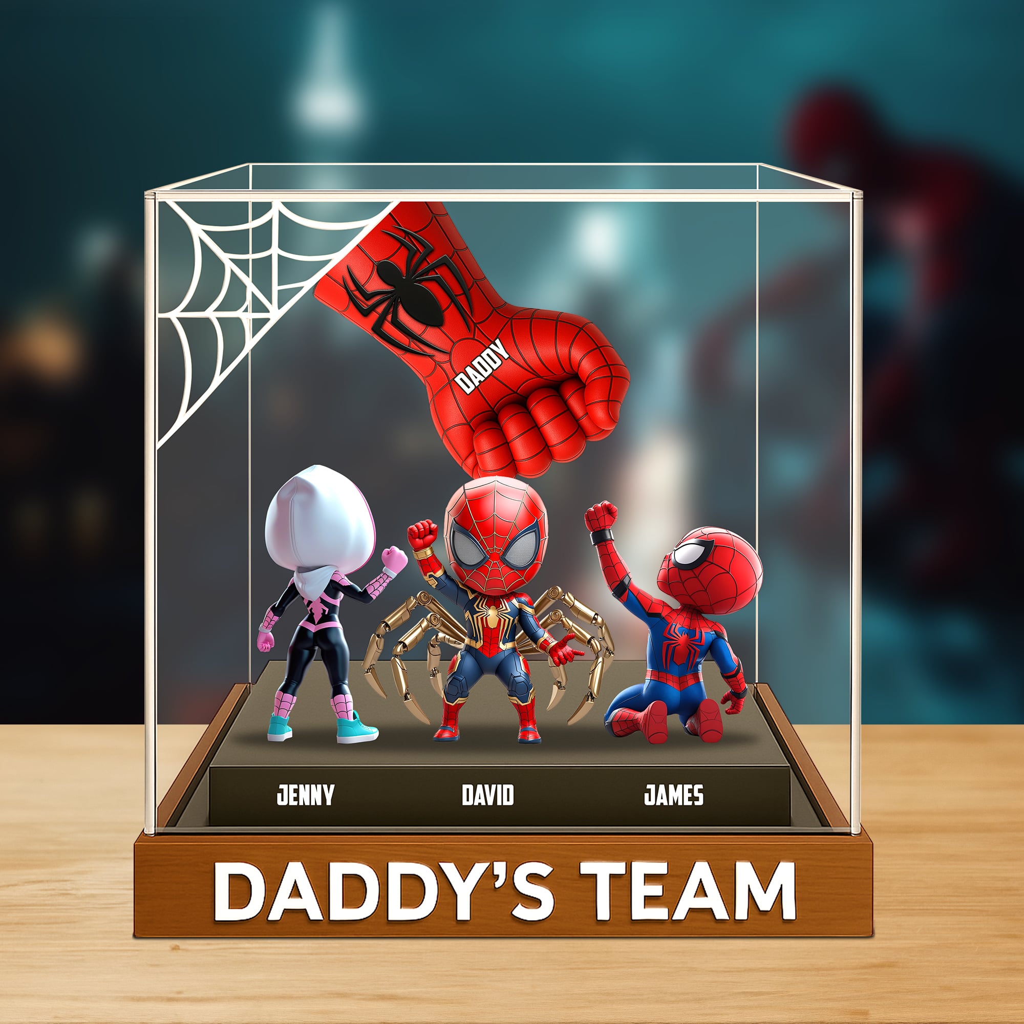 “Heroes Together” - Spider Team Plaque, Personalized Gifts for Dad & Grandpa Shaped Plaques PopCulturePrints