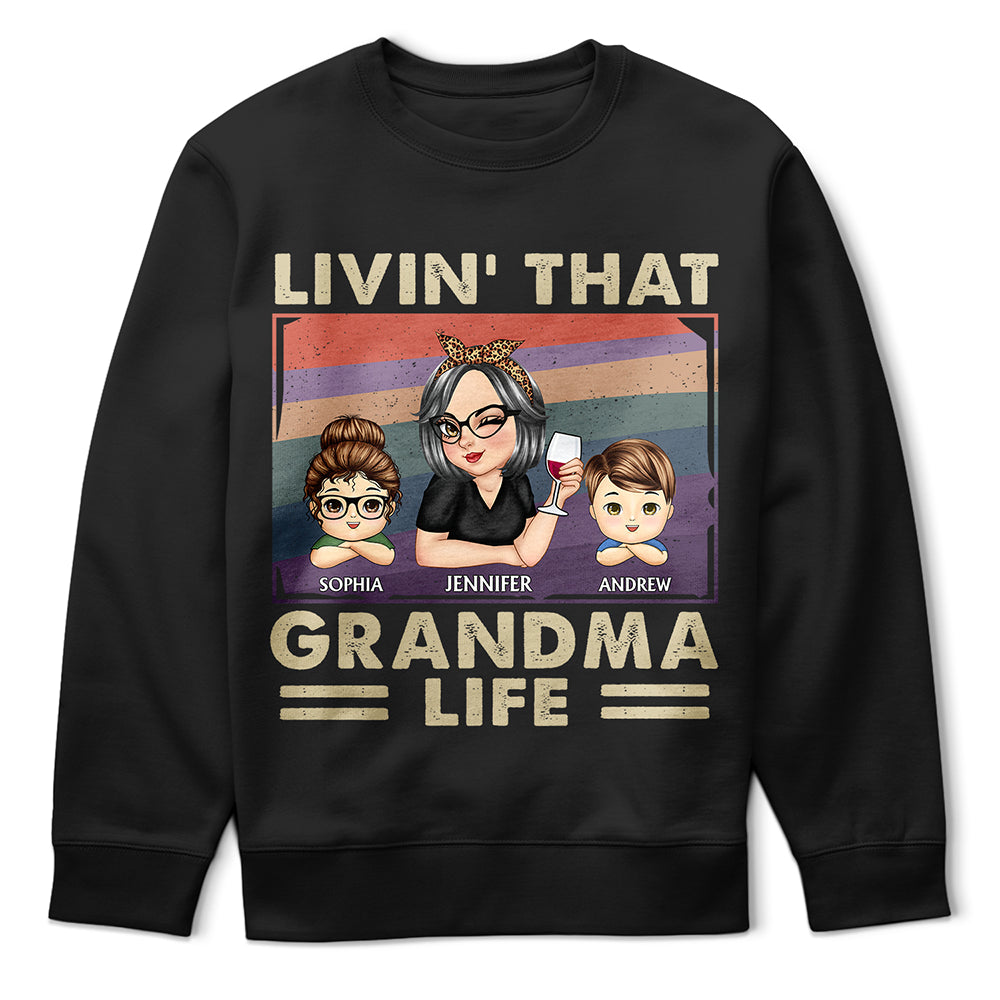 Livin' That Grandma Life Vintage - Personalized T-Shirt for Grandma, Mom, and Family T-shirt PopCulturePrints