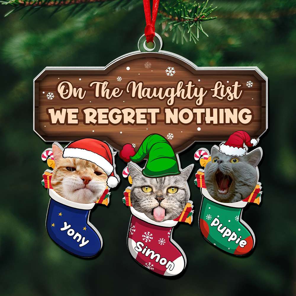 Custom Cat Lover's Naughty List Christmas Ornament Ornament PopCulturePrints