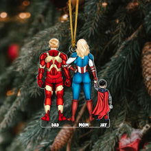 Load image into Gallery viewer, Personalized Superhero Family Christmas Ornament
